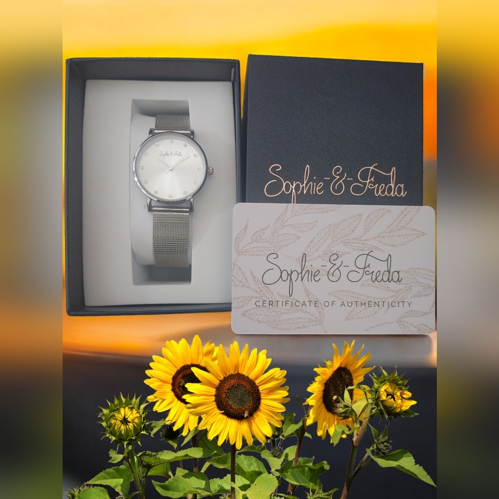 Sophie And Freda Savannah Mesh Bracelet Watch w/Swarovski Crystals 